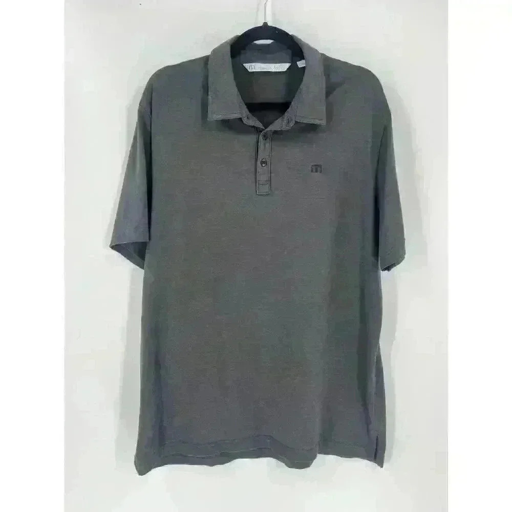 Travis Mathew Polo Shirt Sleeve Gray Men's Size XL Pima Cotton Preppy Golf Logo